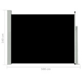 Uvlačiva bočna tenda za terasu 140 x 500 cm crna