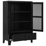 Uredski ormarić s mrežastim vratima crni 75x40x120 cm čelični