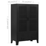 Uredski ormarić s mrežastim vratima crni 75x40x120 cm čelični