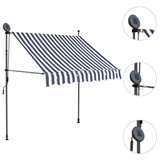 Tenda na ručno uvlačenje s LED svjetlima 100 cm plavo-bijela