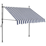 Tenda na ručno uvlačenje s LED svjetlima 150 cm plavo-bijela