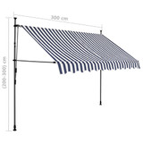 Tenda na ručno uvlačenje s LED svjetlima 300 cm plavo-bijela