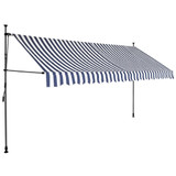 Tenda na ručno uvlačenje s LED svjetlima 350 cm plavo-bijela