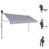 Tenda na ručno uvlačenje s LED svjetlima 400 cm plavo-bijela