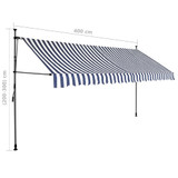 Tenda na ručno uvlačenje s LED svjetlima 400 cm plavo-bijela