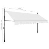 Tenda na ručno uvlačenje s LED svjetlima 350 cm krem