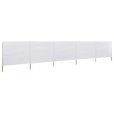 Vjetrobran s 5 panela od tkanine 600 x 120 cm pješčano bijeli