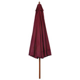 Vrtni suncobran s drvenom šipkom 330 cm bordo