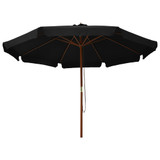 Vrtni suncobran s drvenom šipkom 330 cm crni