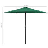 Vrtni suncobran s aluminijskom šipkom 270 x 246 cm zeleni Vrtni suncobran s aluminijskom šipkom 270 x 246 cm zeleni