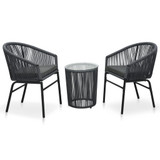 3-dijelni bistro set s jastucima od PVC ratana antracit