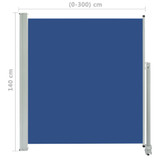 Uvlačiva bočna tenda za terasu 140 x 300 cm plava