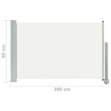 Uvlačiva bočna tenda za terasu 60 x 300 cm krem