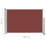 Uvlačiva bočna tenda za terasu 60 x 300 cm smeđa