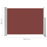 Uvlačiva bočna tenda za terasu 80 x 300 cm smeđa