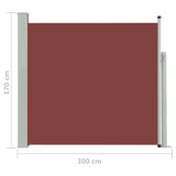 Uvlačiva bočna tenda za terasu 170 x 300 cm smeđa