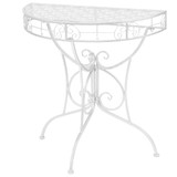 Bočni starinski stolić polukružni metalni 72x36x74 cm srebrni Bočni starinski stolić polukružni metalni 72x36x74 cm srebrni
