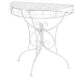 Bočni starinski stolić polukružni metalni 72x36x74 cm srebrni Bočni starinski stolić polukružni metalni 72x36x74 cm srebrni