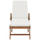 Ležaljke za sunčanje s jastucima 2 kom od masivne tikovine krem