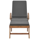 Ležaljke s jastucima 2 kom od masivne tikovine tamnosive Ležaljke s jastucima 2 kom od masivne tikovine tamnosive