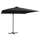Konzolni suncobran s čeličnom šipkom LED 250 x 250 cm crni Konzolni suncobran s čeličnom šipkom LED 250 x 250 cm crni