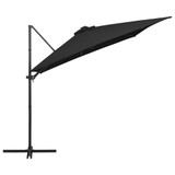 Konzolni suncobran s čeličnom šipkom LED 250 x 250 cm crni Konzolni suncobran s čeličnom šipkom LED 250 x 250 cm crni