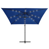 Konzolni suncobran s čeličnom šipkom LED 250 x 250 cm azurni Konzolni suncobran s čeličnom šipkom LED 250 x 250 cm azurni