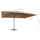 Konzolni suncobran s aluminijskom šipkom LED 400x300 cm sivkasti Konzolni suncobran s aluminijskom šipkom LED 400x300 cm sivkasti