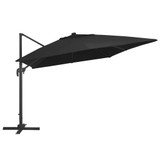 Konzolni suncobran s aluminijskom šipkom LED 400 x 300 cm crni Konzolni suncobran s aluminijskom šipkom LED 400 x 300 cm crni