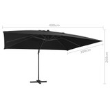 Konzolni suncobran s aluminijskom šipkom LED 400 x 300 cm crni Konzolni suncobran s aluminijskom šipkom LED 400 x 300 cm crni