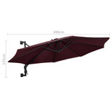 Zidni suncobran s metalnom šipkom 300 cm bordo Zidni suncobran s metalnom šipkom 300 cm bordo