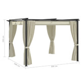 Sjenica sa zastorima 3 x 3 m krem čelična