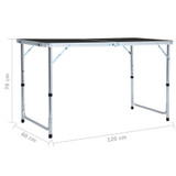 Sklopivi stol za kampiranje sivi aluminijski 120 x 60 cm Sklopivi stol za kampiranje sivi aluminijski 120 x 60 cm