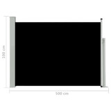 Uvlačiva bočna tenda za terasu 100 x 500 cm crna