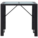 5-dijelni vrtni barski set od poliratana i stakla crni