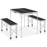 Sklopivi stol za kampiranje s 2 klupe aluminijski sivi Sklopivi stol za kampiranje s 2 klupe aluminijski sivi