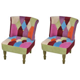 Francuske stolice od tkanine 2 kom patchwork dizajn Francuske stolice od tkanine 2 kom patchwork dizajn