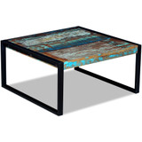 Stolić za kavu od masivnog obnovljenog drva 80 x 80 x 40 cm
