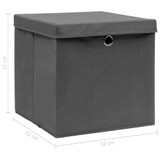 Kutije za pohranu s poklopcima 10 kom sive 32x32x32 cm tkanina Kutije za pohranu s poklopcima 10 kom sive 32x32x32 cm tkanina