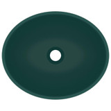 Luksuzni ovalni umivaonik mat tamnozeleni 40 x 33 cm keramički
