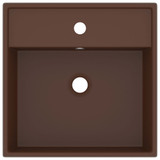 Luksuzni četvrtasti umivaonik mat tamnosmeđi 41x41 cm keramički