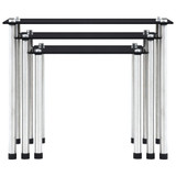 Uklapajući stolići 3 kom crni od kaljenog stakla