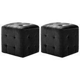 Noćni ormarići 2 kom crni 30 x 30 x 30 cm od baršunaste tkanine Noćni ormarići 2 kom crni 30 x 30 x 30 cm od baršunaste tkanine