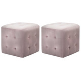 Noćni ormarići 2 kom rozi 30 x 30 x 30 cm od baršunaste tkanine Noćni ormarići 2 kom rozi 30 x 30 x 30 cm od baršunaste tkanine