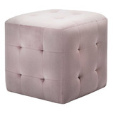 Noćni ormarići 2 kom rozi 30 x 30 x 30 cm od baršunaste tkanine Noćni ormarići 2 kom rozi 30 x 30 x 30 cm od baršunaste tkanine