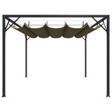 Vrtna sjenica s pomičnim krovom 3 x 3 m smeđe-siva 180 g/m²