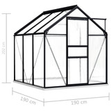 Staklenik s okvirom antracit aluminijski 3,61 m²