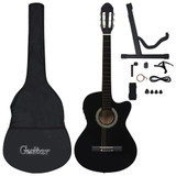 12-dijelni set gitare Western s ujednačivačem i 6 žica crni 12-dijelni set gitare Western s ujednačivačem i 6 žica crni