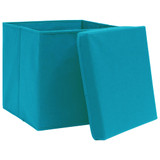 Kutije za pohranu s poklopcima 10 kom 28x28x28 cm svjetloplave Kutije za pohranu s poklopcima 10 kom 28x28x28 cm svjetloplave