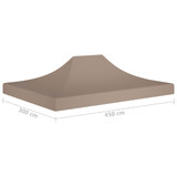 Krov za šator za zabave 4,5 x 3 m smeđe-sivi 270 g/m²